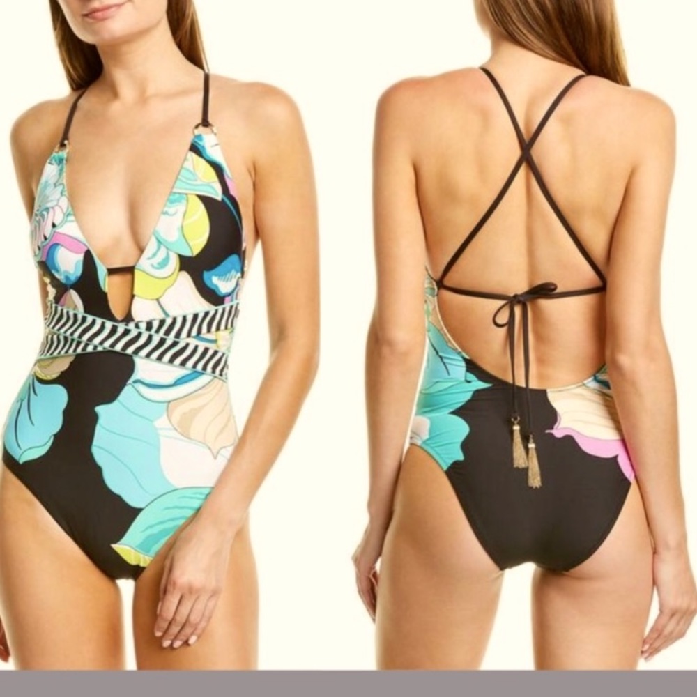 Trina Turk Back and Teal One piece NWT